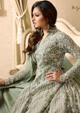 EID DRESS COLLECTION: NILE GREEN EMBELLISHED ANARKALI SUIT - Asian Party Wear