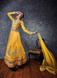 18 BRIGHT PRIMROSE YELLOW OMTEX GRANDIOSE WEDDING WEAR DRESS - Asian Party Wear