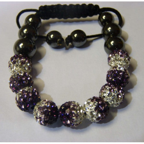 NEW STUNNING PURPLE AND WHITE TWO TONED CRYSTAL BALL BRACELET - Asian Party Wear