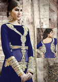 BLUE SAFEENA HOT LADY EMBROIDERED ANARKALI SUIT - Asian Party Wear