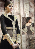 BLACK SAFEENA HOT LADY EMBROIDERED ANARKALI SUIT - Asian Party Wear