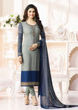 GREY KASEESH SILKINA ROYAL CREPE 9 PARTY WEAR SUIT - Asian Party Wear