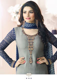 GREY KASEESH SILKINA ROYAL CREPE 9 PARTY WEAR SUIT - Asian Party Wear