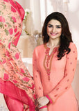 KS-5376 PEACH KASEESH SILKINA FRENCH CREPE PARTY WEAR SUIT - Asian Party Wear