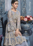 S-83 SILVER SYBELLA HEAVY EMBROIDERED WEDDING WEAR DRESS - Asian Party Wear