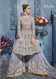 S-83 SILVER SYBELLA HEAVY EMBROIDERED WEDDING WEAR DRESS - Asian Party Wear