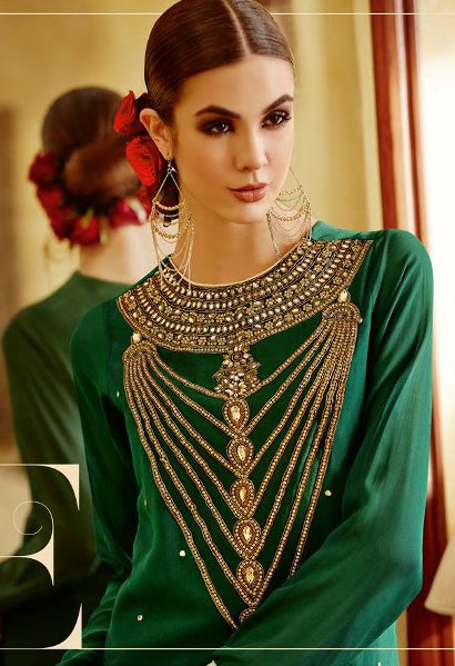 10008 RUSTIC GREEN SAHIBA AAZEEN PARTY WEAR SUIT