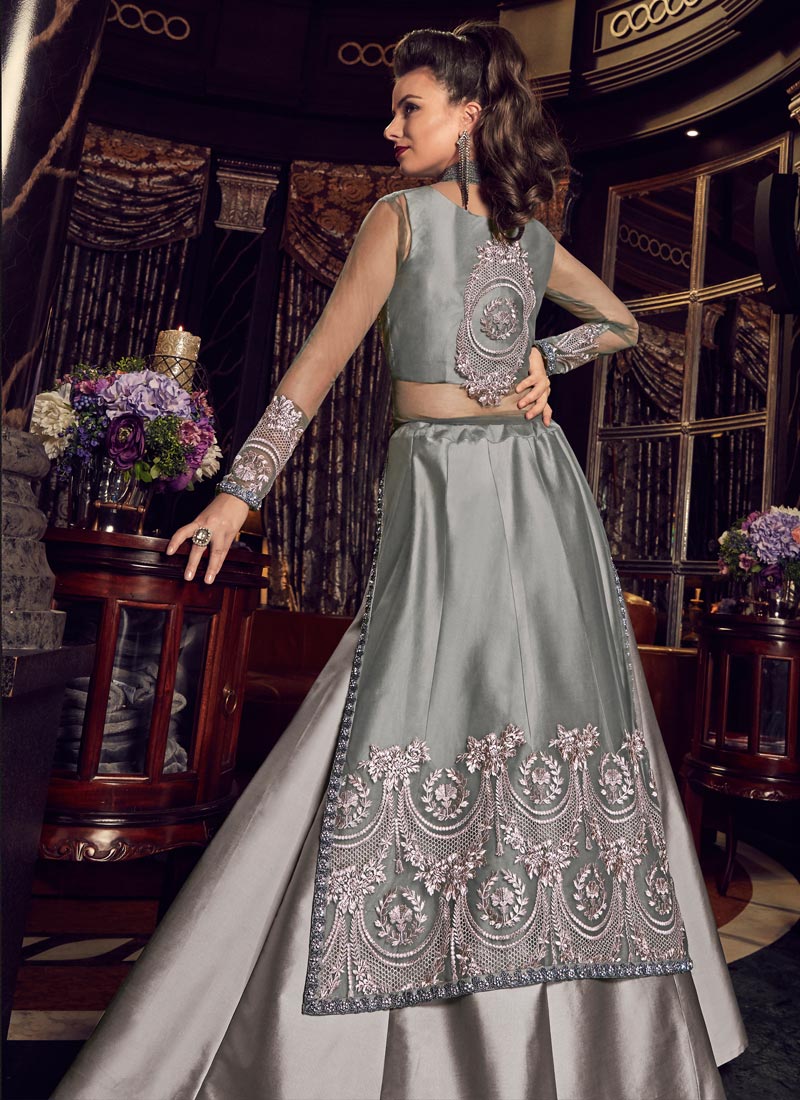 Ladies Fully Embroidered Silver Net Gown, Size : XL, Occasion : Party Wear  at Rs 7,999 / Piece in delhi