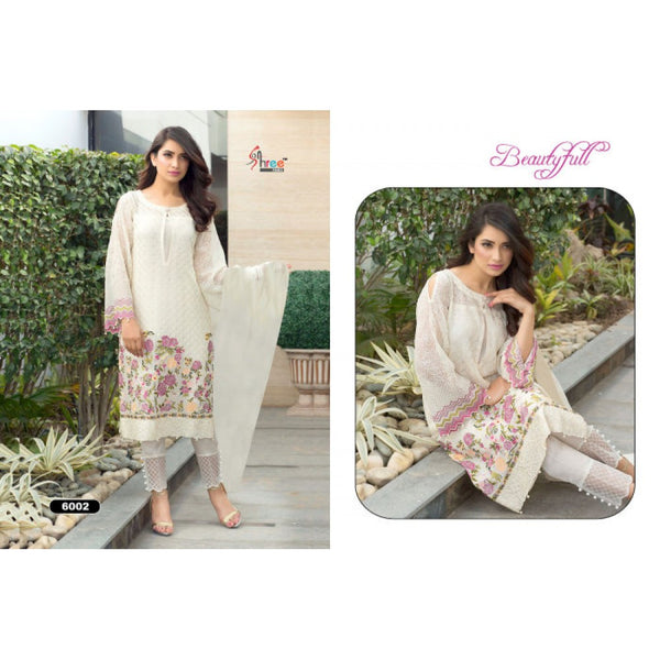 6002 WHITE DECENT GEORGETTE PAKISTANI STYLE SUIT - Asian Party Wear