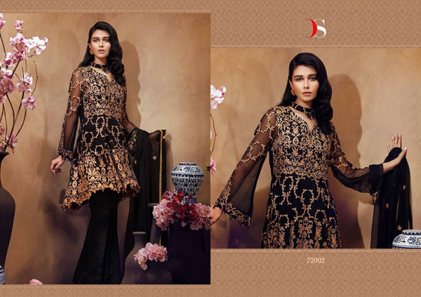 72002 BLACK DEEPSY CHINON PAKISTANI STYLE SALWAR SUIT - Asian Party Wear