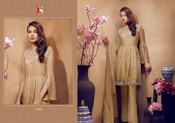 ZDS72006 BEIGE DEEPSY CHINON PAKISTANI STYLE SALWAR SUIT - Asian Party Wear