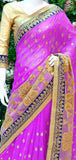 MAGENTA AND GOLD EMBROIDERED WEDDING SAREE - Asian Party Wear