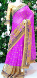 MAGENTA AND GOLD EMBROIDERED WEDDING SAREE - Asian Party Wear