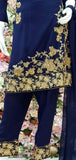 NAVY BLUE PAKISTANI DESIGNER READYMADE LINEN SUIT - Asian Party Wear