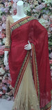 Red & Gold Indian Pakistani Designer Saree - Asian Party Wear