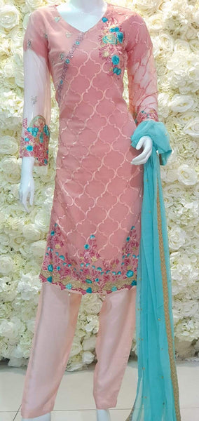 IMROZIA REET DUSTY PINK READY TO WEAR CHIFFON FANCY SUIT - Asian Party Wear