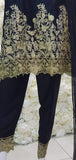 BLACK PAKISTANI DESIGNER PEPLUM LINEN SALWAR SUIT - Asian Party Wear