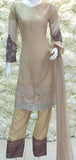 Maria B Nude Chiffon Pakistani Readymade Suit - Asian Party Wear