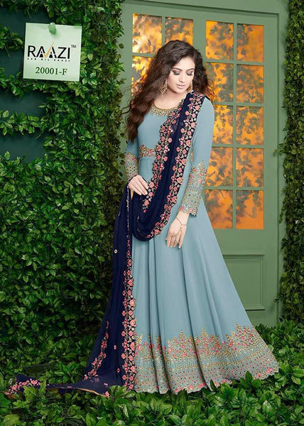 STUNNING INDIAN DESIGNER ANARKALI GOWN ( 6 COLOURS ) - Asian Party Wear