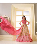 Z-304 BEIGE AND PINK ZUBEDA INDIAN DESIGNER NET AND GEORGETTE ANARKALI SUIT - Asian Party Wear