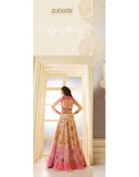 Z-304 BEIGE AND PINK ZUBEDA INDIAN DESIGNER NET AND GEORGETTE ANARKALI SUIT - Asian Party Wear