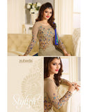 Z-305 TAN BLUE ZUBEDA INDIAN DESIGNER GEORGETTE ANARKALI SUIT - Asian Party Wear