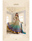 Z-305 TAN BLUE ZUBEDA INDIAN DESIGNER GEORGETTE ANARKALI SUIT - Asian Party Wear