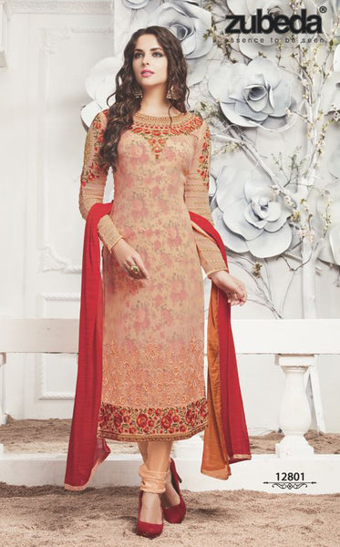 PEACH DRESS PARTY WEAR SALWAR SUIT - Asian Party Wear