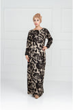 FULL SLEEVE ABAYA IN ABSTRACT PRINTED RAYON WITH PLAIN CUFFS AND ZIP ON FRONT - Asian Party Wear