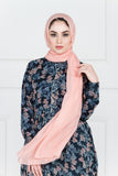 BLUE FLORAL PRINTED ABAYA IN BAN NECKLINE WITH BUTTONS ON FRONT AND PLEATS ON WAIST - Asian Party Wear