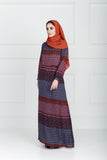 GREY BOAT SHAPE PRINTED ABAYA IN RAYON WITH CUFFS - Asian Party Wear