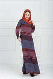 GREY BOAT SHAPE PRINTED ABAYA IN RAYON WITH CUFFS - Asian Party Wear