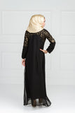 BLACK FLORAL ABAYA - Asian Party Wear