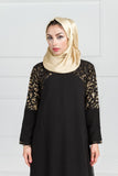 BLACK FLORAL ABAYA - Asian Party Wear