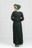 GREEN ABAYA IN FLORAL PATTERN NET, ENHANCED WITH CONTRAST LINING IN CREPE - Asian Party Wear