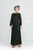 GREEN ABAYA IN FLORAL PATTERN NET, ENHANCED WITH CONTRAST LINING IN CREPE - Asian Party Wear