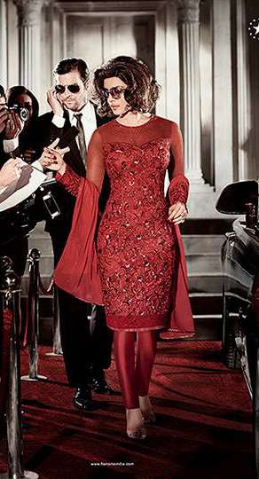 priyanka chopra red dress AHR5118 RED COLOUR HEROINE PRIYANKA CHOPRA STYLISH DRESS