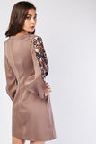 LEOPARD PRINT SLEEVE READYMADE SHIFT DRESS - Asian Party Wear