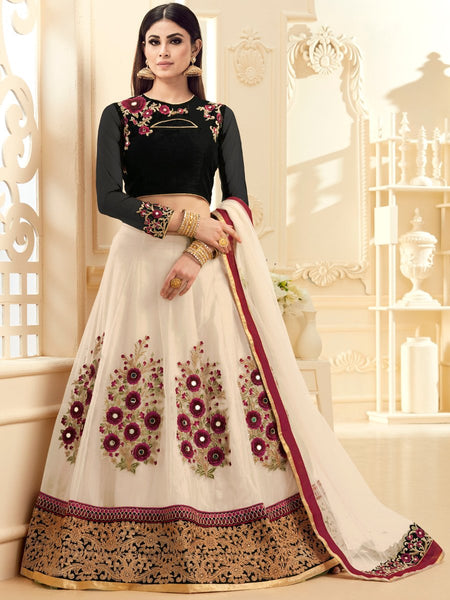 Black & Beige Pakistani Wedding Lehenga - Asian Party Wear