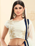 White & Blue Heavy Lehenga Indian Wedding Dress - Asian Party Wear