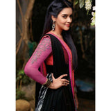 AS3027 Black And Pink Stunning Anarkali Indian Designer Asmira Semi Stitched Suit - Asian Party Wear