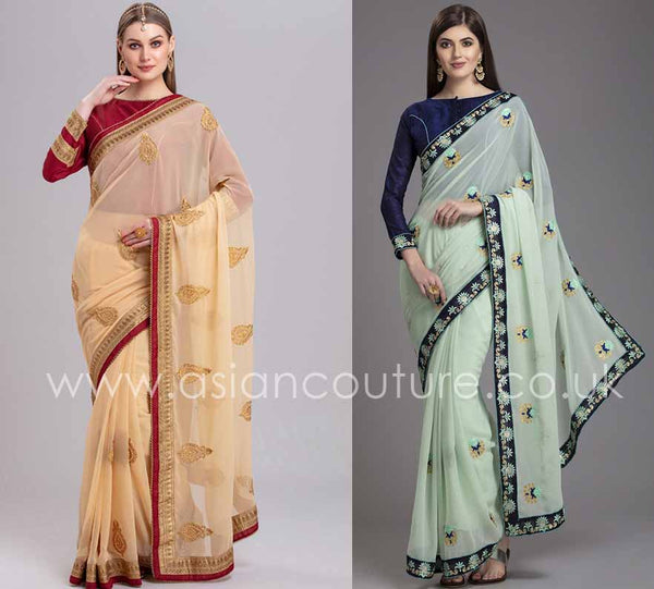 ZACS-859 INDIAN PARTY WEAR DESIGNER READYMADE SAREE - Asian Party Wear