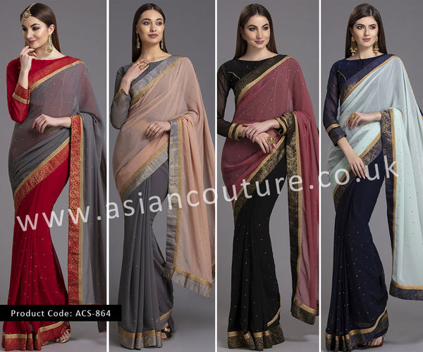 ZACS-864 LATEST TRADITIONAL AND HIGH QUALITY READYMADE SAREES - Asian Party Wear