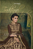 Brown Embroidered Dress Indian Anarkali Wedding Suit - Asian Party Wear