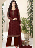 915 BROWN AYESHA TAKIA AAROHI BY AVON DESIGNER SALWAR SUIT - Asian Party Wear