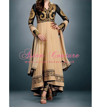 BESTSELLER BLACK GULZAR WEDDING WEAR ANARKALI DRESS ORGINIAL - Asian Party Wear