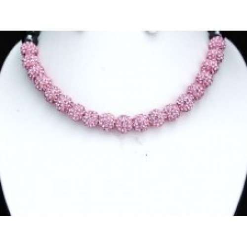 BEAUTIFUL NEW FULL PINK REAL CRYSTAL NECKLACE - Asian Party Wear