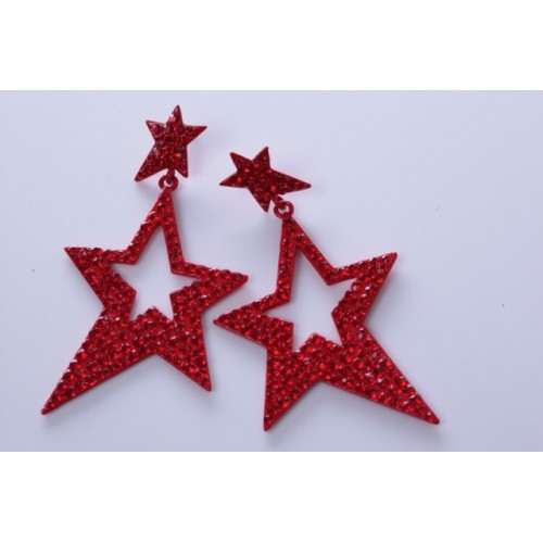 BEAUTIFUL RED STAR DESIGN DANGLING EARRINGS - Asian Party Wear