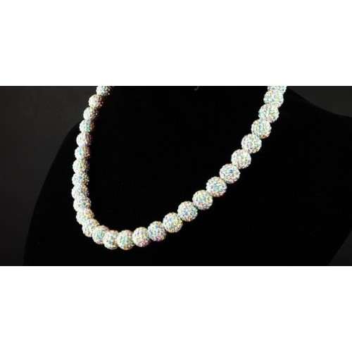 BEAUTIFUL WHITE SWAROVSKI CRYSTAL NECKLACE - Asian Party Wear