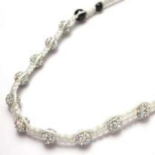 BEAUTIFUL WHITE THREADED CRYSTAL BALLS NECKLACE - Asian Party Wear